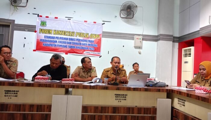 Dinas Perindustrian, Perdagangan, Energi dan Sumber Daya Mineral Kabupaten Pinrang menggelar Forum Konsultasi Publik (FKP).