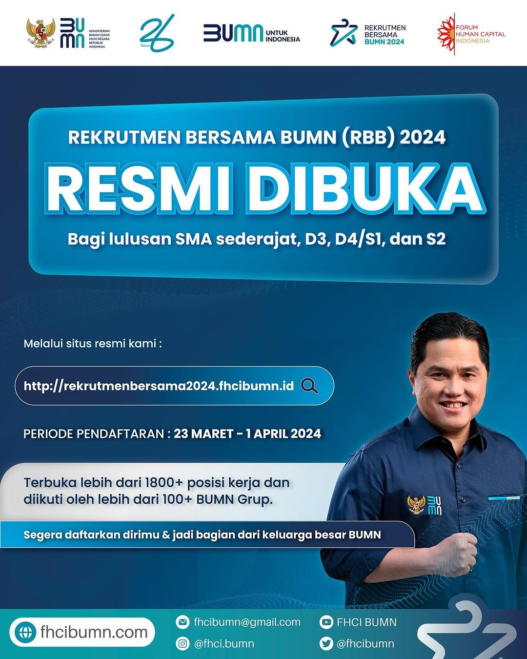 Pendaftaran Rekrutmen Bersama BUMN 2024 Dibuka Hari Ini