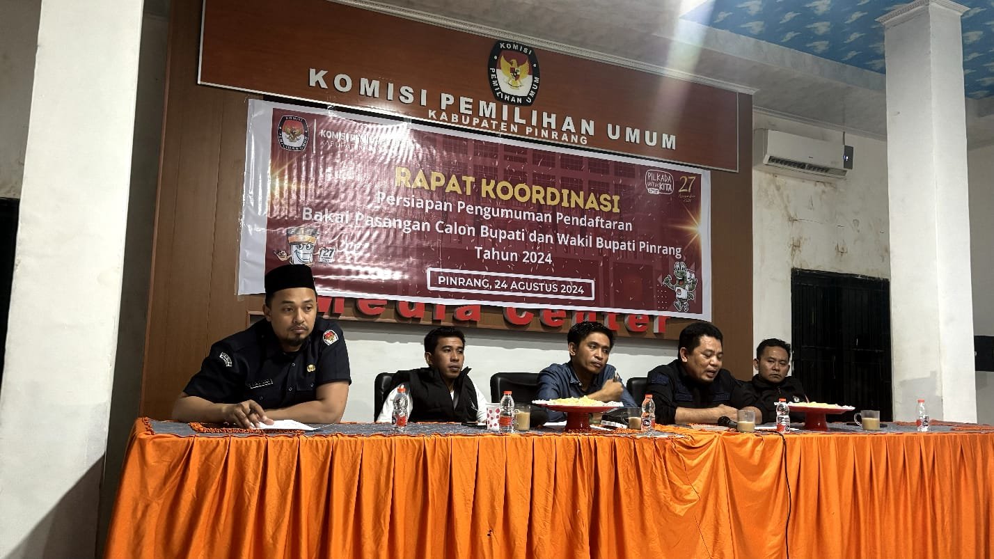 Komisi Pemilihan Umum (KPU) Kabupaten Pinrang mengumumkan pendaftaran pasangan calon Bupati dan Wakil Bupati Pinrang untuk Pilkada 2024