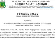 Pendaftaran Seleksi PPPK Kabupaten Pinrang Tahap II Tahun 2024 Diperpanjang Hingga 15 Januari 2025
