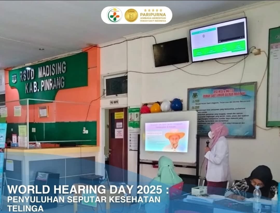 RSUD Madising Pinrang menunjukkan kepeduliannya terhadap kesehatan pendengaran masyarakat dengan menggelar kegiatan edukatif bertajuk Penyuluhan Kesehatan Telinga dalam rangka memperingati World Hearing Day 2025