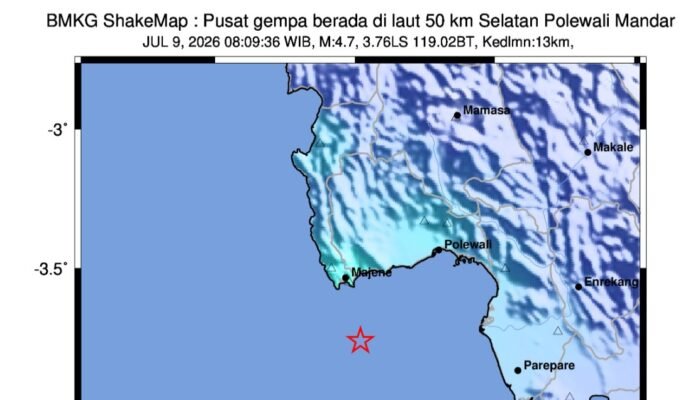 Gempa Magnitudo 4,7 Majene dan 1,4 Toraja Utara