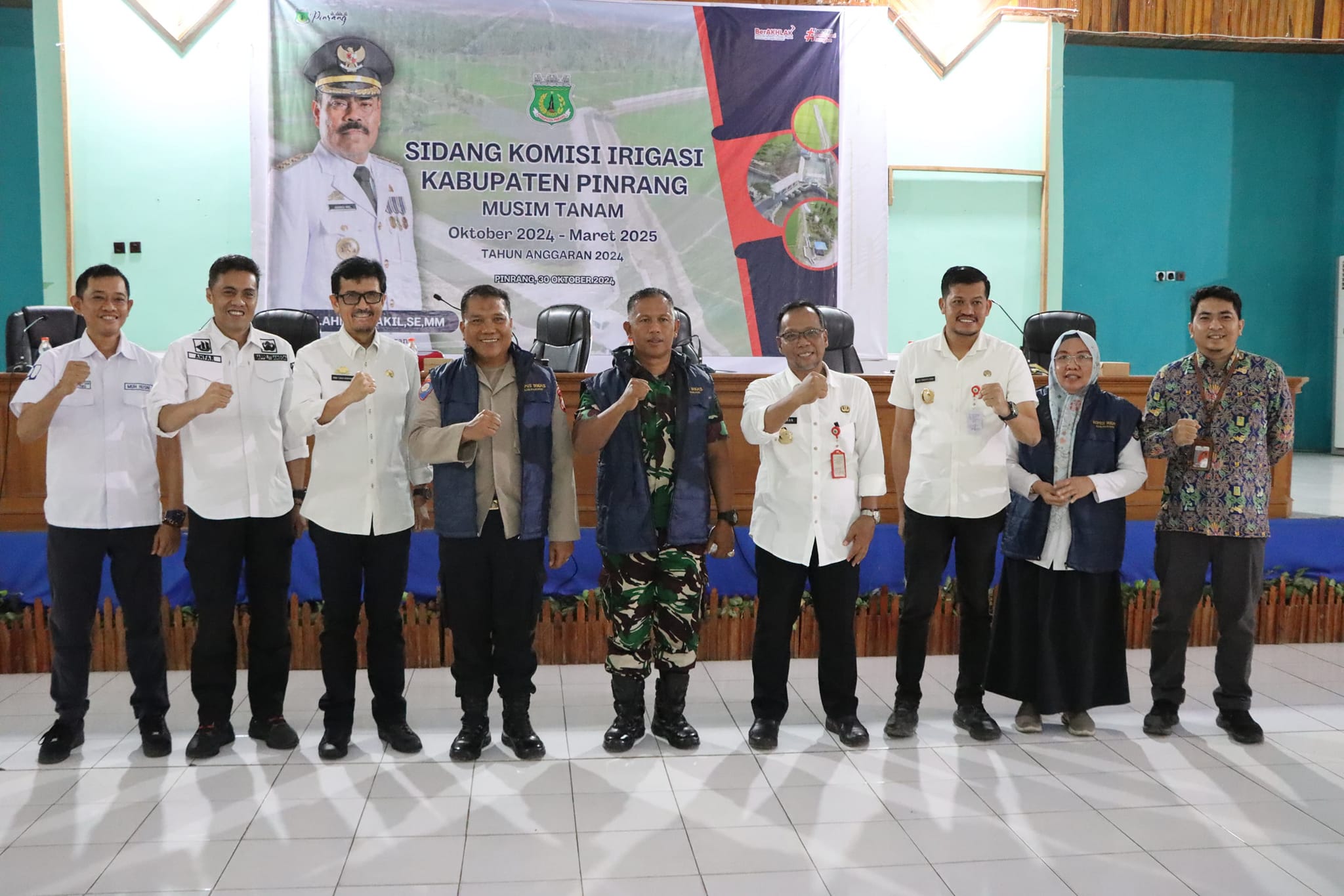 Sekda Pinrang Andi Tjalo Kerrang membuka Sidang Komisi Irigasi Kabupaten Pinrang Musim Tanam Oktober 2024 - Maret 2025, Rabu (30/10/2024) di Aula Kantor Bupati Pinrang