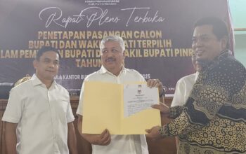 Komisi Pemilihan Umum (KPU) Kabupaten Pinrang resmi menetapkan pasangan calon bupati dan wakil bupati Pinrang Nomor Urut 2, Andi Irwan Hamid dan Sudirman Bungi, sebagai Bupati dan Wakil Bupati terpilih untuk periode 2024-2029 hasil Pilkada 2024