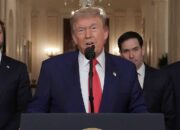 Presiden Amerika Serikat Donald Trump mengenai gencatan senjata “total dan menyeluruh” antara Israel dan Iran