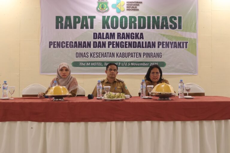 Wakil Bupati Pinrang, Sudirman Bungi, S.IP., M.Si, membuka Rapat Koordinasi Lintas Sektor Pencegahan dan Pengendalian Penyakit (P2P) Dinas Kesehatan Pinrang pada Senin (3/11) angindai.com.